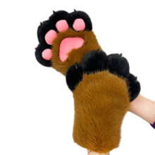 Furry Cats Paws Costume Gloves Fursuit Gloves Handwear-cl black