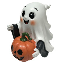 Halloween Förvirrad och Söt Spökpumpa Trädgård Hemmafest Resin Skulptur Ornament