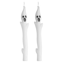Decoraciones de Halloween para Interiores: 2 Velas Fantasmales Espeluznantes de 9.8 Pulgadas para Decoración de Fiestas y Mesas.