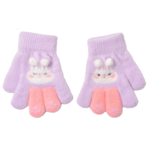 Plüschhasen-Winterhandschuhe für Kinder,-Helles Lila