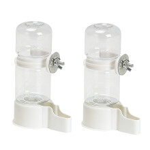 2PCS Auto Parrots Water Dispenser Food Feeder For Various-White