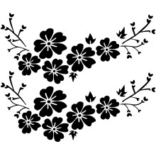 2X BLACK Decal Car Flower Sticker waterproof Removable Deco Vehicle Stripes Cover