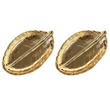 2X Dekorative Blatt Gold Keramik Teller Porzellan Süßigkeiten Trinket Dish Schmuck Obst Servier Tablett Speicher Platte Geschirr Geschirr