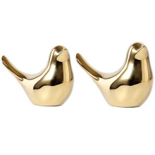 2X Polar House Golden Bird Figurines Modern Ceramic Bird Statues Animal Sculpture Gold Ceramic -M & XL