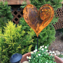 1 StüCk Herz im Garten,Verrostetes Herz Aus 14Ga-Metall,Herzstecker im Garten