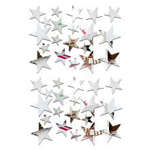 3D Sticker, 40 X Star Art Mirror Wall Sticker Surface Decal Home Room DIY Art Decor (Silver)