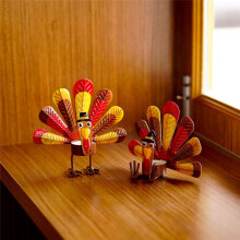 2 Pack Metal Turkey Light Candle Holders, Thanksgiving Candle Holder, Metal Turkey Shape Candle Holder for Thanksgiving