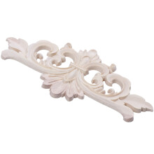 2 Pcs Wood Carved Long Onlay Applique Unpainted Flower Walls Cabinets Door Decor, 22 X 10 cm & 21 X 15cm