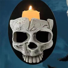 2 Pcs Skull Candle Holder Skeleton Candlestick Holders Spooky Tealight Cup Gothic Decor for Halloween Christmas