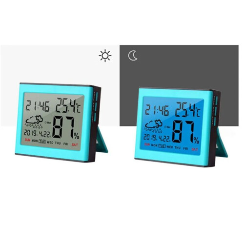 Alarm Clock Hygrometer Electronic Thermometer Home Decoration ABS Engineering Plastic Humidity Range 10-99 RH,A 2