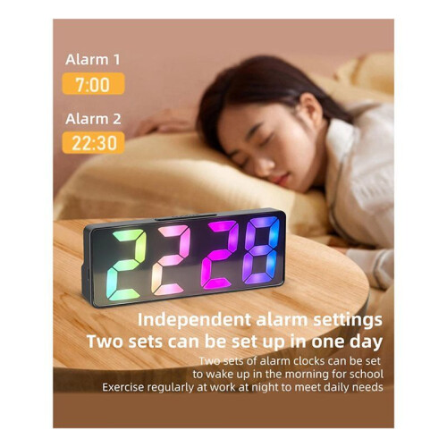 LED Alarm Clock with Customizable Display Options 12/24 Hour Formats & Automatic Brightness Control At Night Black 1