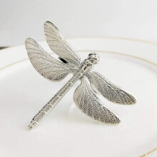 12 Pcs Dragonfly Napkin Rings, Zinc Alloy Napkin Buckle Silver Napkin Ring & 1x Home Food Tray intage Fruit Plate