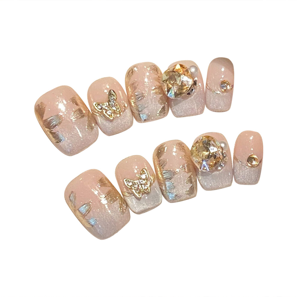 Reach-Tools (L) 10Pcs Glitter Butterfly Press On Nails For Women