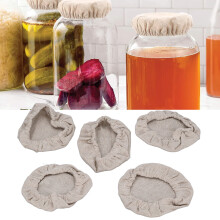 Sauerteig-Anstellglas-Tuchabdeckungen 5 Stück für 3-4 Zoll Gläser atmungsaktiv & wiederverwendbar