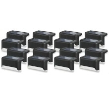 16 PCs of Solar Outdoor Deck Lights Commercial Street LED Step Lights for Balconies Terraces Stairs Fences Lanes