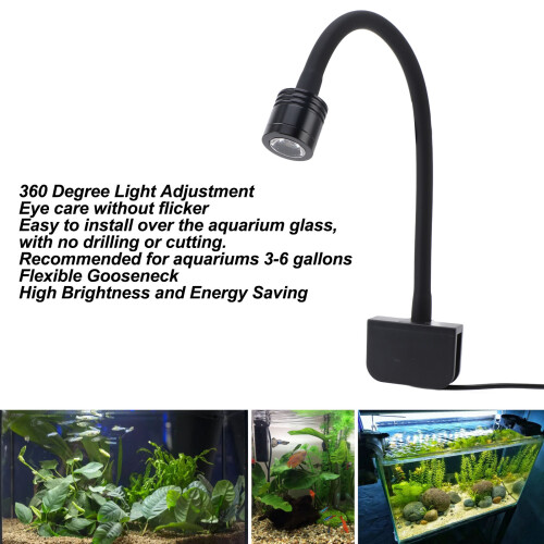 White LED Fish Tank Light for 3‑6 Gallons Clamp On Bright and Efficient 2