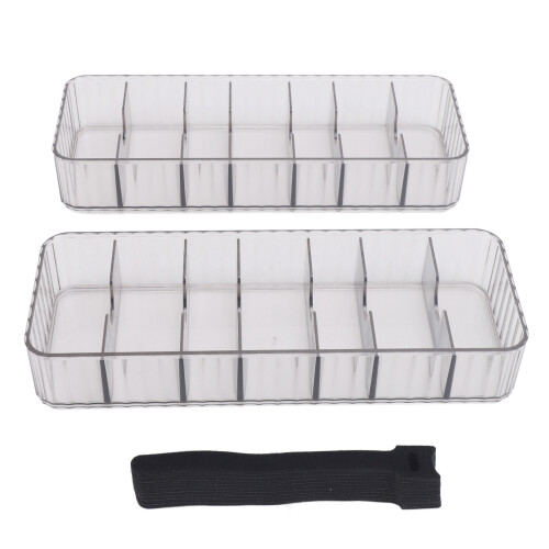 2 pezzi di scatola trasparente per cavi, 7 scomparti, 26x9,5x4,5 cm 2