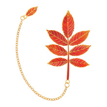 Metall-Lesezeichen mit Herbstlaub-Motiv und Ketten als-SQ2236