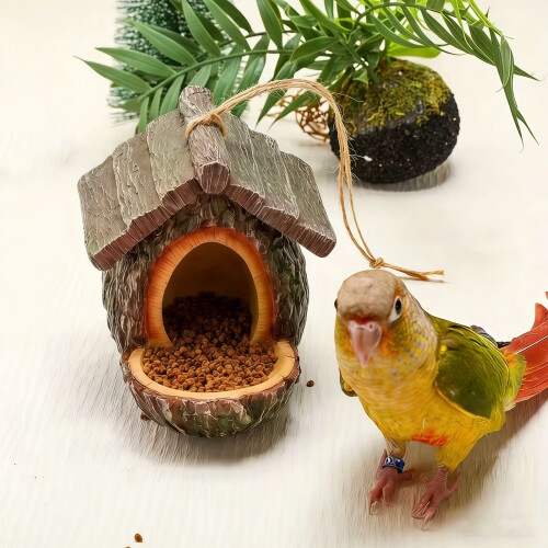 Mangeoire à oiseaux en forme de cabane d'arbre vintage,