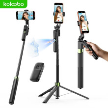 (360° Al Face Tracking Black, 1pc) Rotatable Wireless Selfie Stick Tripod with Remote Control, Retractable Phone Tripod Stand for iPhone