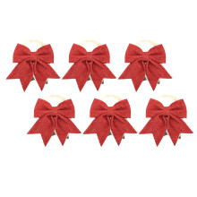 Rojo, 6 piezas, lazos decorativos con purpurina, accesorios versátiles para Navidad y fiestas, lazos brillantes