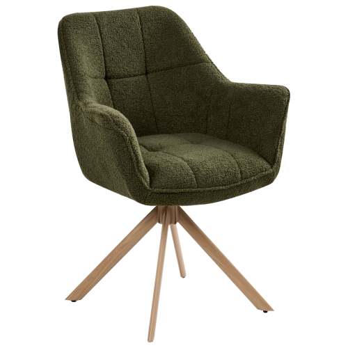 Beliani Dining Chair Swivel HAYDEN Boucle Green 1