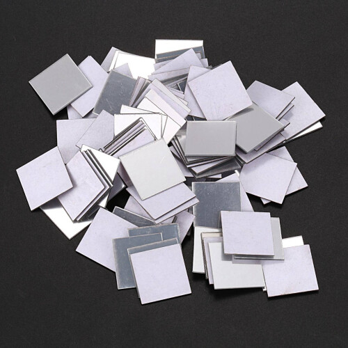 200 Piece Mirror Tile Wall Sticker 3D Decal Room Decor Stick (Silver) 2