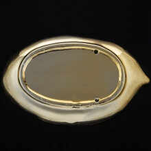 3X Hoja de Oro Decorativa Plato de CeráMica Plato Porcelana Dulce Baratija Plato JoyeríA Fruta Bandeja de Servir Plato Vajilla Vajilla