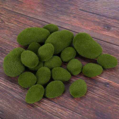 80 Pieces 2 Sizes Artificial Moss Rocks Decorative Faux Green Moss Covered Stones 2
