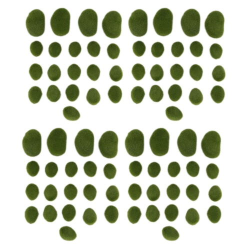 80 Pieces 2 Sizes Artificial Moss Rocks Decorative Faux Green Moss Covered Stones