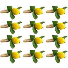 12Pcs Simulation Lemon Plant Napkin Ring Fruit Meal Buckle Hotel Model Room Napkin Ring Napkin Buckle Party Supplies