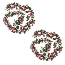 4Pcs Artificial Rose Flower Floral Fake Vine Hanging Garland Party Wedding Decor