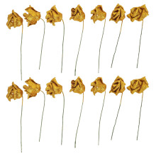 14Pcs Foam Glitter Artificial Rose Decor, Gold
