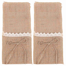 40PCS Country Wedding Table Silverware Holder Natural Burlap Cutlery Pockets Fork Pockets Rustic Wedding Decoration