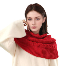 Strickschal, Halsschutz, Mütze, 2-in-1-Winterzubehör, sanft-Rot