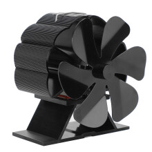 Wood Stove Fan 6 Blade Heat Powered Aluminum Alloy Fireplace Fan, Black, 25dB