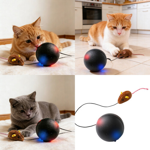 Fun Electric Pet Toy Ball with Automatic Movement For-Black 2