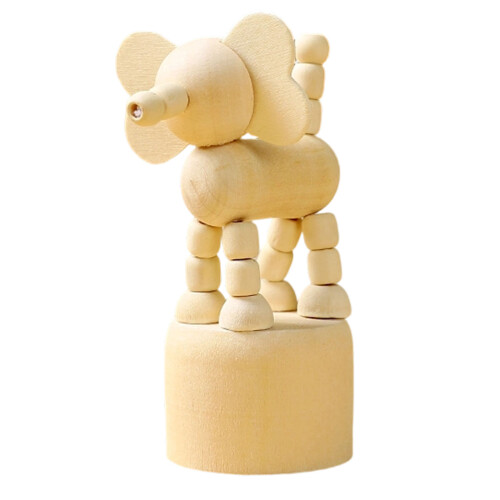 Marionnette dansante mobile en bois, statues d'animaux de-4
