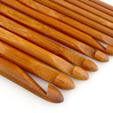 12pcs Carbonized Bamboo Crochet Hooks Set, Ergonomic, Recognizable Sizes