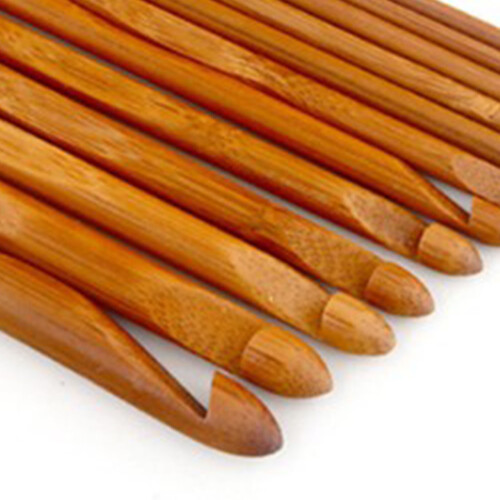12pcs Carbonized Bamboo Crochet Hooks Set, Ergonomic, Recognizable Sizes