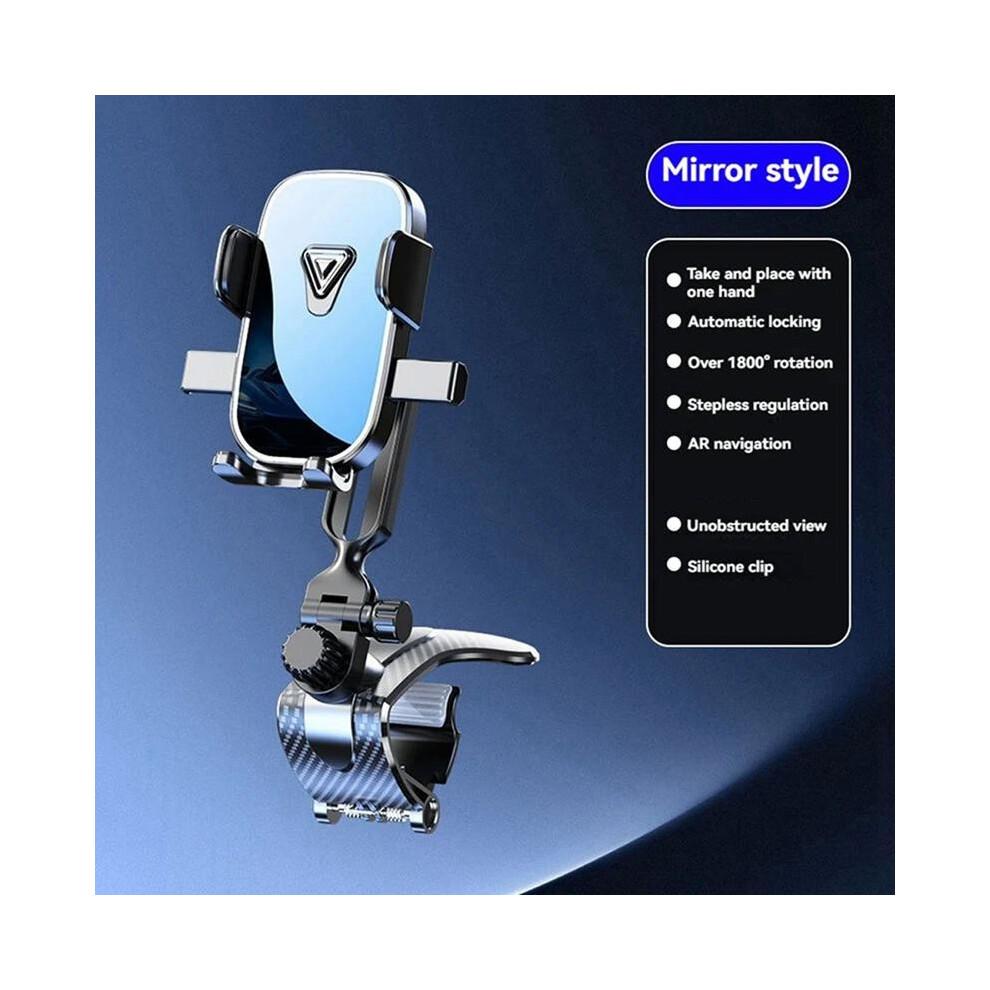(Mirror Style) Universal 360 Rotating Clip On Car Dashboard Phone Holder - Adjustable Air Vent & Windshield Mount Stand 5734131517278