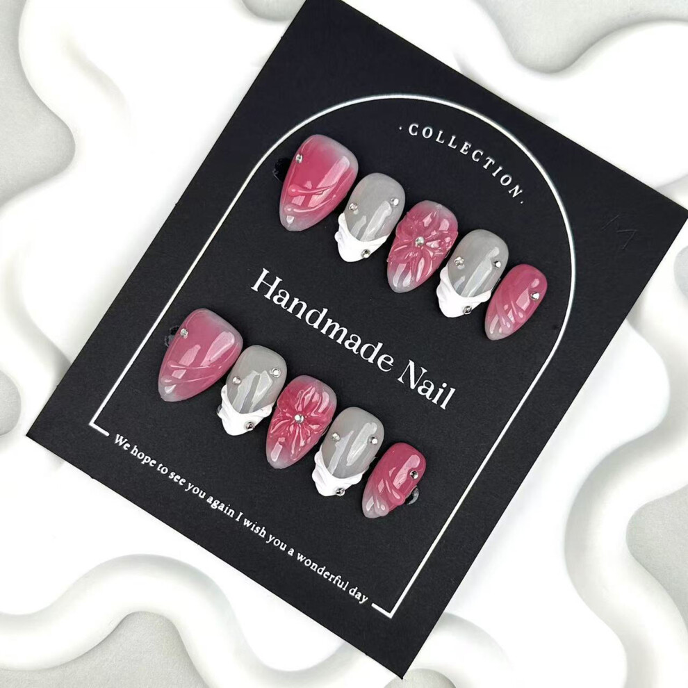 Dcph-Clothing (Xs) Floral Press-On Nails - Natural Look Manicure Set