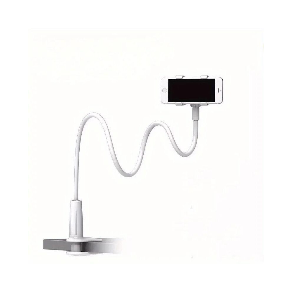 (White) Bedside Desktopmobile Phone Clamp Bracket Flexible Long Arm Gooseneck Lazy Person Bracket With Handle White 5734131513447
