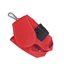 Golf Ball Waist Bag with Tee Holder, 2 Balls Capacity, Red PU Leather