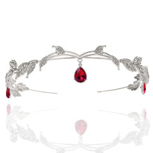 (Red, Silver) Rhinestone Hair Hoop Headpiece - Non-slip Metal Accessory