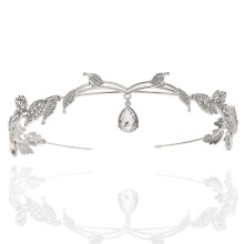 (White, Silver) Rhinestone Hair Hoop Headpiece - Non-slip Metal Accessory