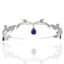 (Blue, Silver) Rhinestone Hair Hoop Headpiece - Non-slip Metal Accessory