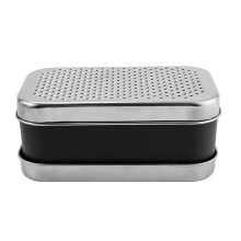 (Black, S) Stainless Steel Cheese Grater with Container