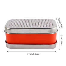 (red, S) Stainless Steel Cheese Grater with Container