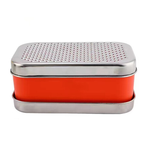 (red, S) Stainless Steel Cheese Grater with Container 1